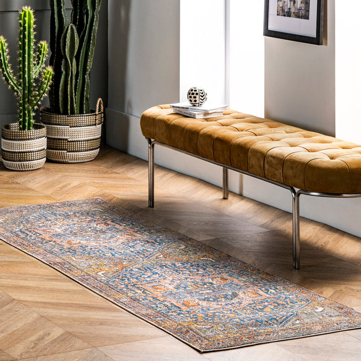 Windmere Traditional Oriental Medallion Rust/Brick/Navy Area Rug Langley Street® Rug Size: Runner 2'6" x 12'