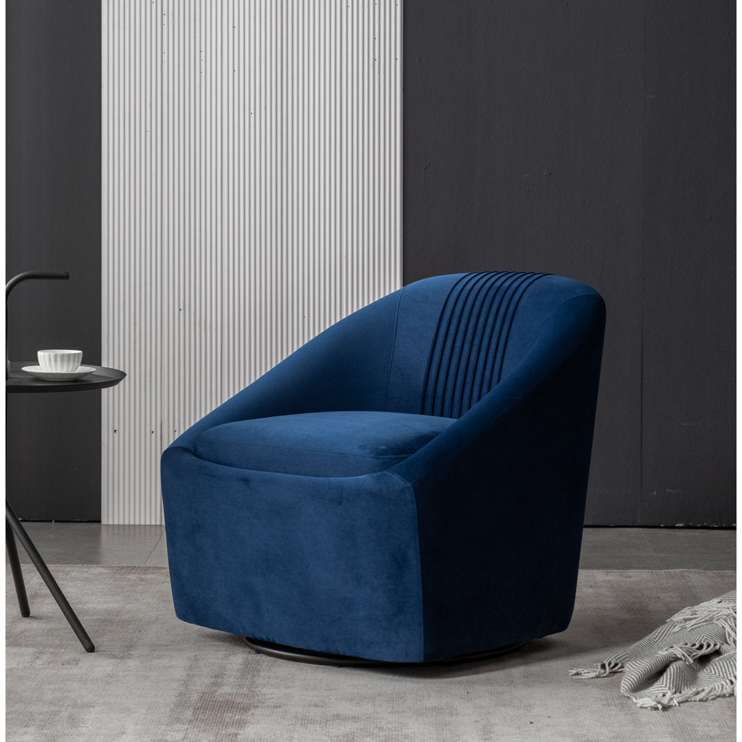 Arrun 28" W Velvet Swivel Barrel Chair (Set of 2) Wade Logan® Fabric: Blue Velvet