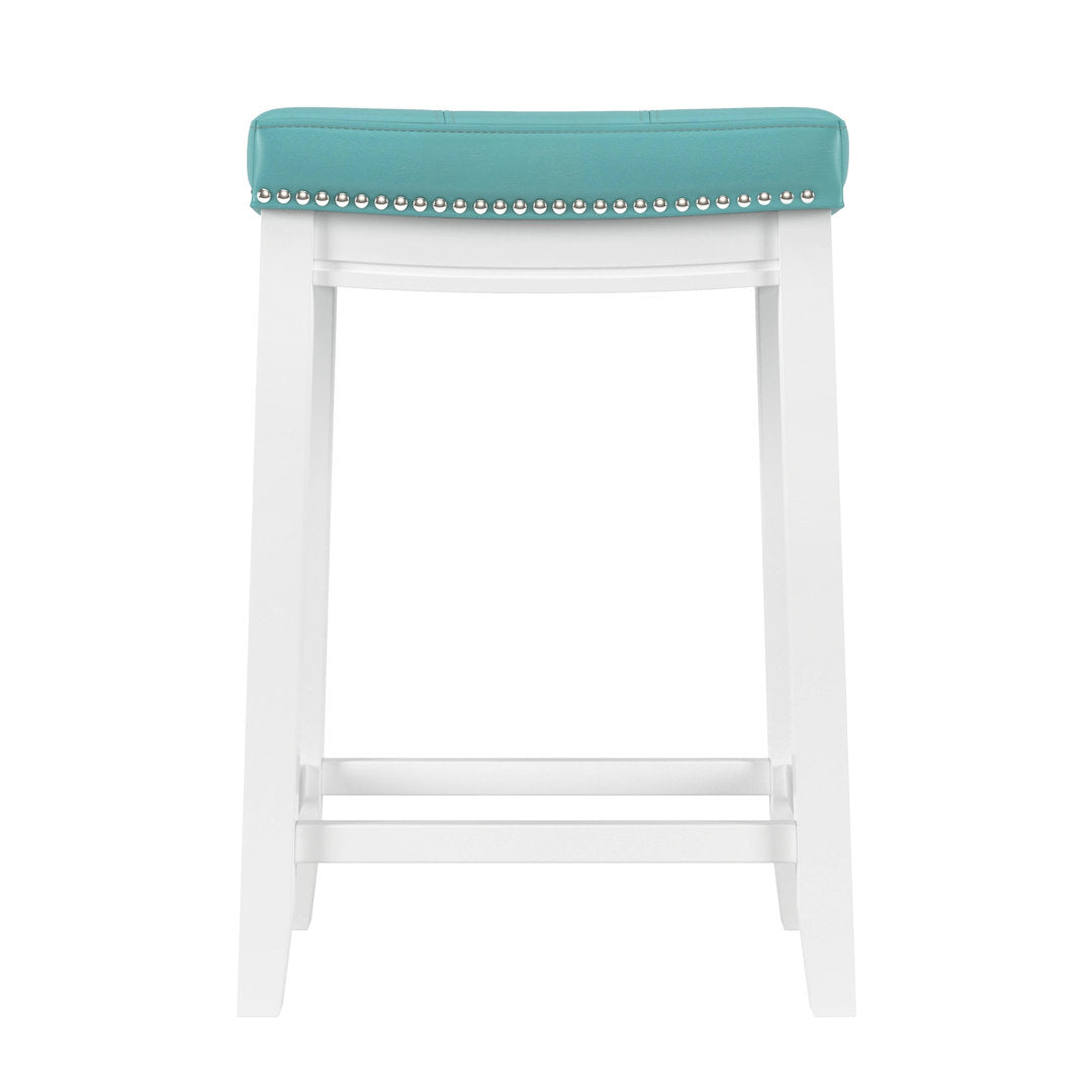 Arlyce Counter & Bar Solid Wood Backless Stool with Upholstered Seat Lark Manor™ Seat Height: Counter Stool (26.5" Seat Height)