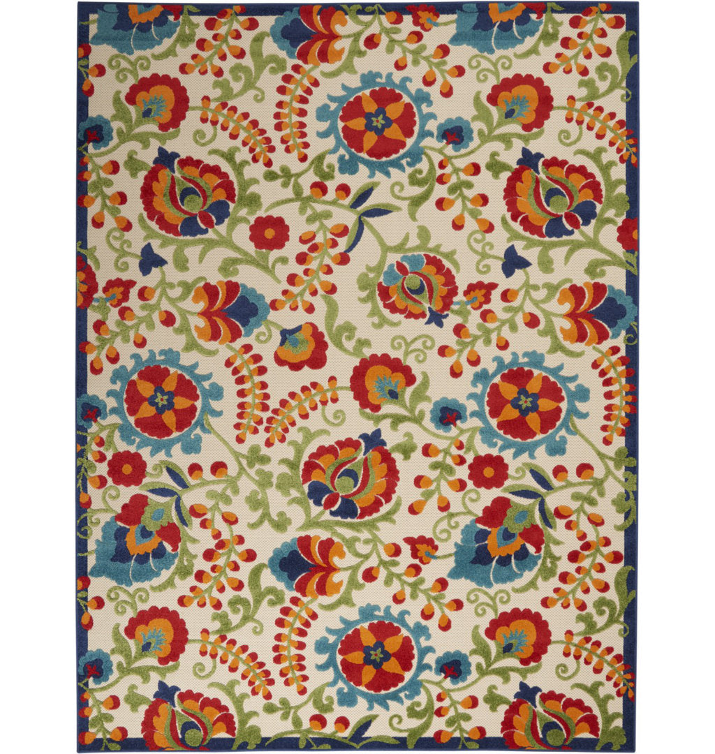 Bernia Floral Ivory/Red/Green Area Rug Wade Logan® Rug Size: Rectangle 7' x 10'