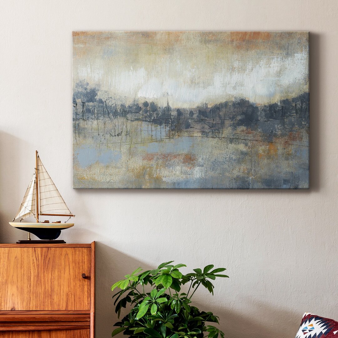 Cool Grey Horizon I - Wrapped Canvas Print Steelside™ Size: 32" H x 48" W