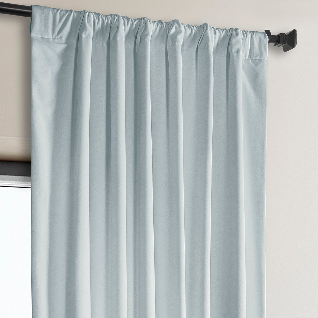 Matra Plush Velvet Curtains for Bedroom - Room Darkening Curtains for Living Room Window Single Panel AllModern Curtain Color: Aquarius Blue Size per Panel: 50" W x 96" L