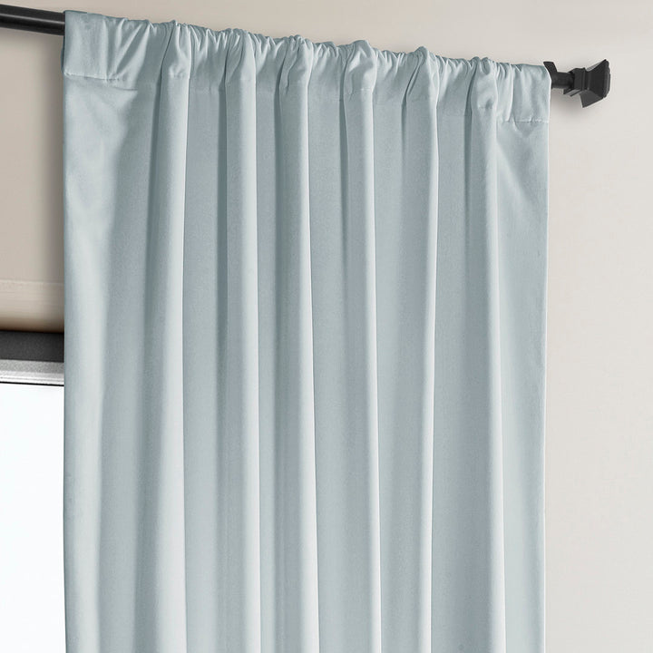 Matra Plush Velvet Curtains for Bedroom - Room Darkening Curtains for Living Room Window Single Panel AllModern Curtain Color: Aquarius Blue Size per Panel: 50" W x 96" L