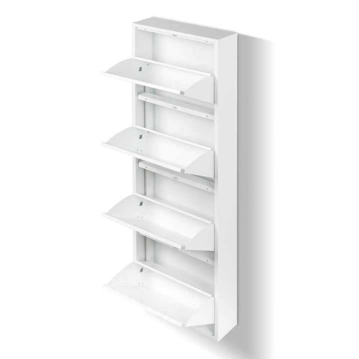 4 Drawer Shoe Cabinet,White Color Tipping Shoe Cabinet,Shoe Rack Storage Organizer Rebrilliant
