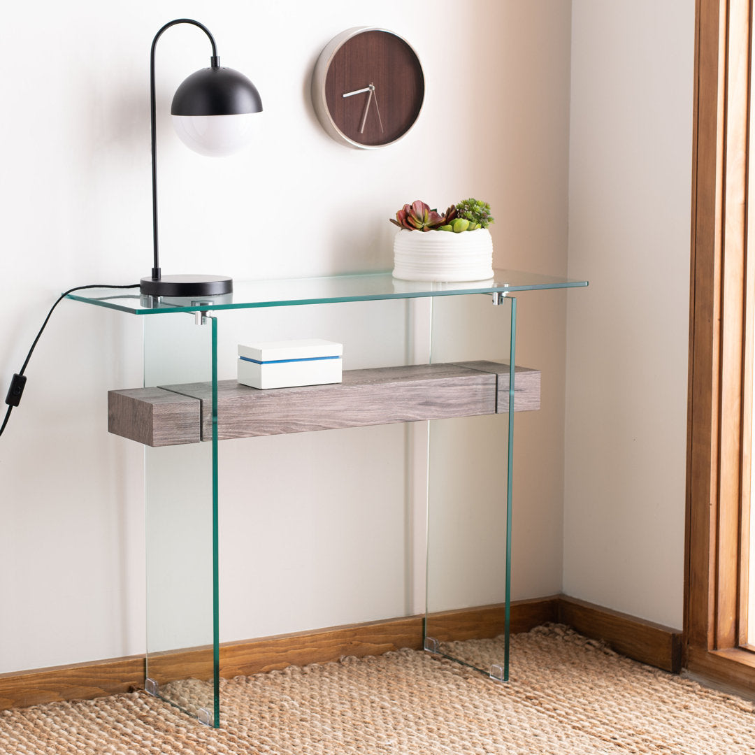 Kayley 39.4" Console Table Highland Dunes Table Base Color: Gray Oak