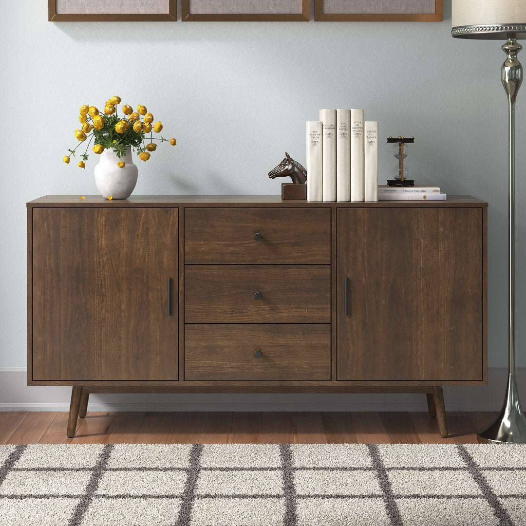 Badal 58" Wide 3 Drawer Sideboard Wade Logan® Color: Brown