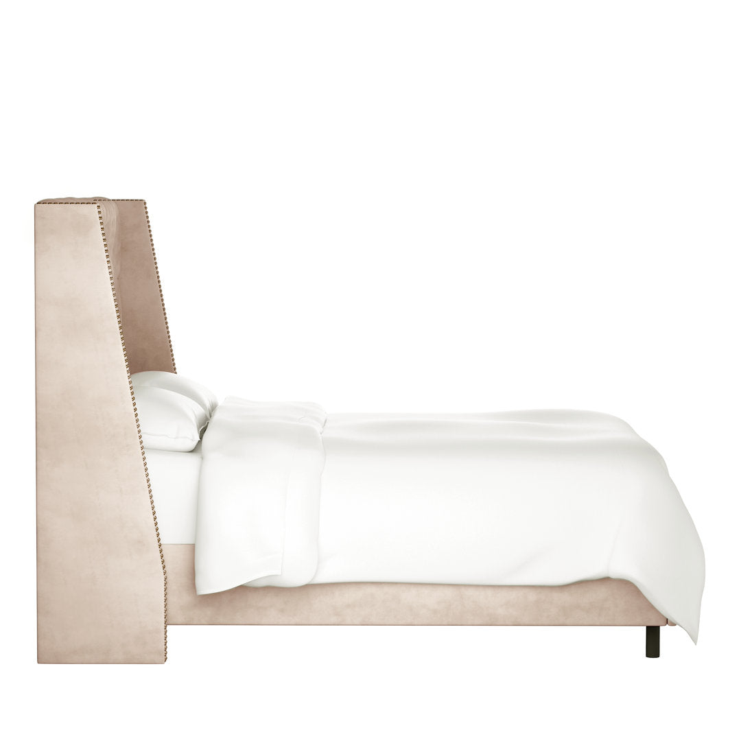 Annabel Upholstered Wingback Bed Kelly Clarkson Home Size: Full Body Fabric: Classic Pearl Performance Velvet