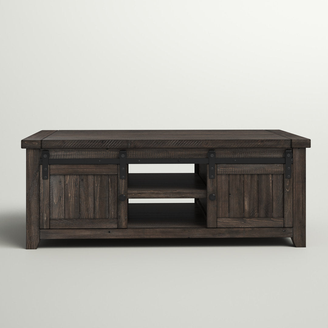 Solid Wood Coffee Table with Storage Sand & Stable™ Table Base Color: Brown