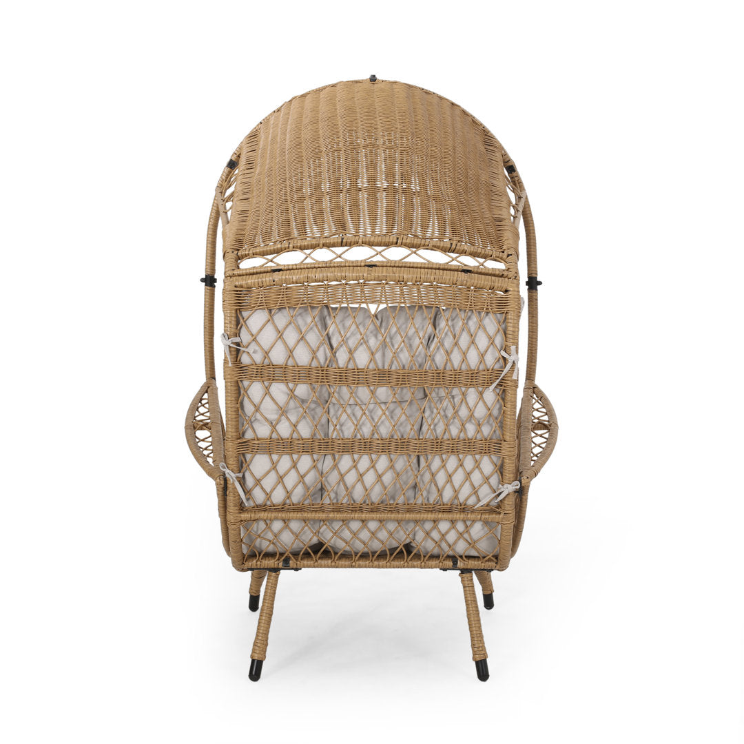 Outdoor Standing Basket Patio Chair with Cushions Bayou Breeze Frame Color: Light Brown, Cushion Color: Beige