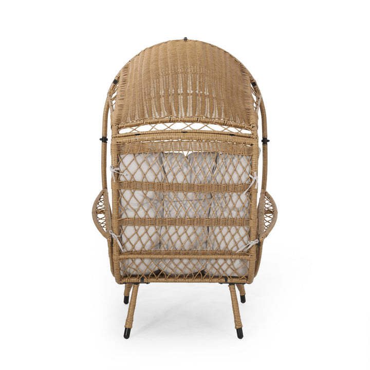 Outdoor Standing Basket Patio Chair with Cushions Bayou Breeze Frame Color: Light Brown, Cushion Color: Beige