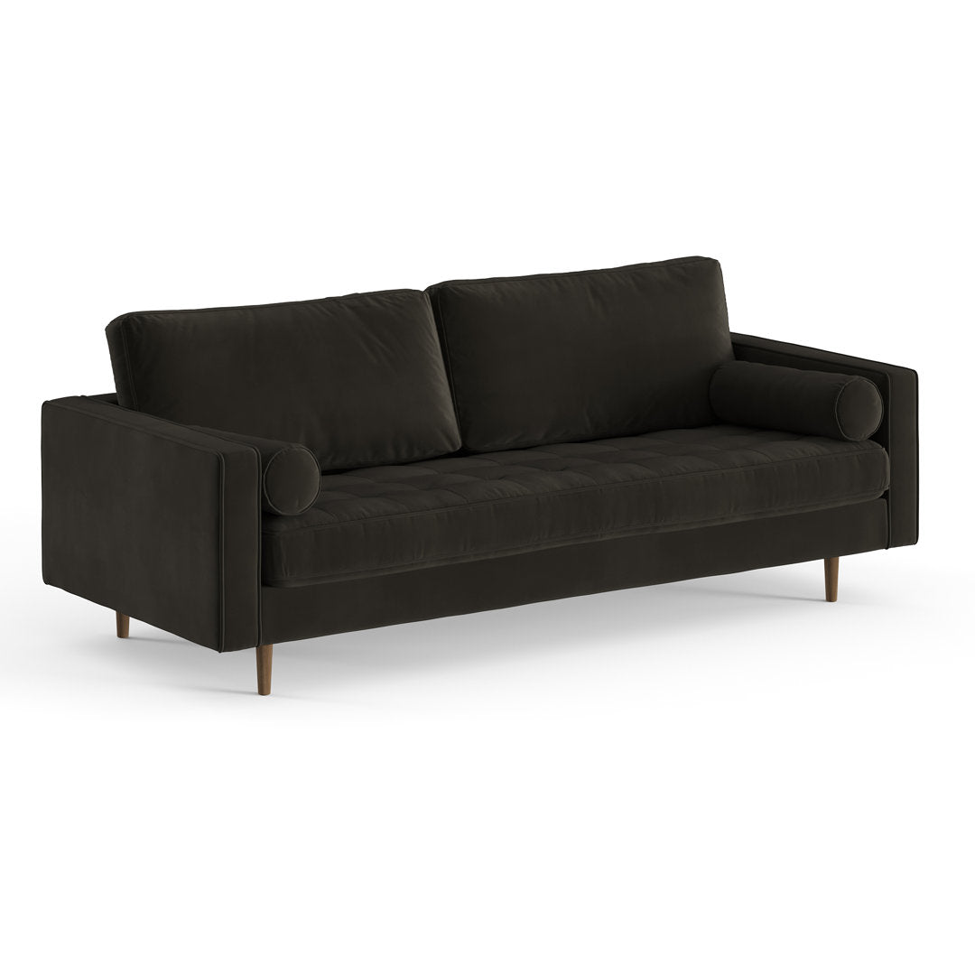 Geo 84" Upholstered Sofa AllModern Fabric: Bella Smoke Performance Velvet