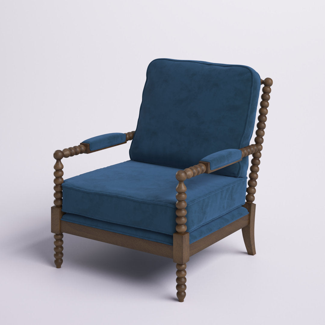 28" W Linen Armchair Langley Street® Fabric: Royal Blue Velvet