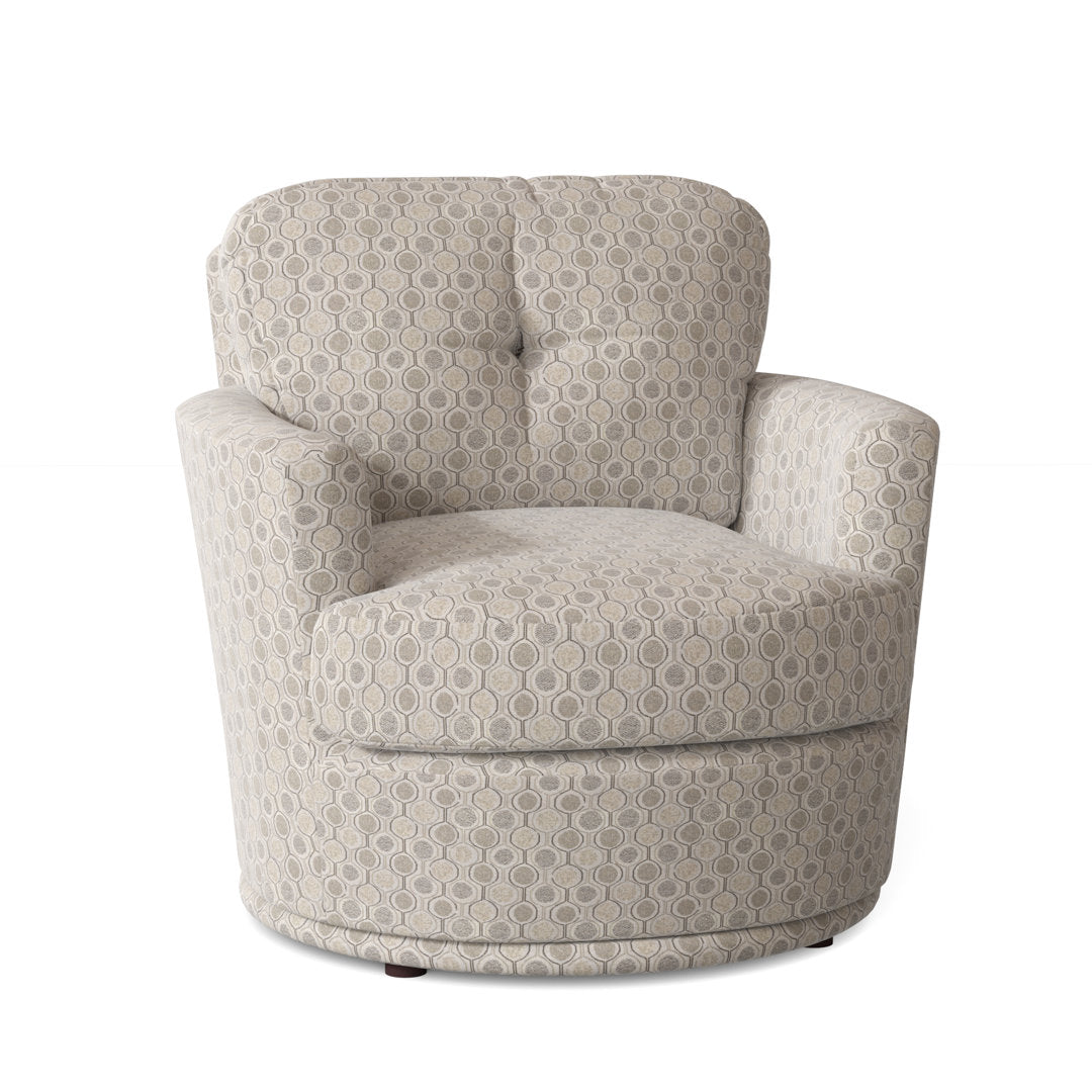 Towry 36" Wide Tufted Swivel Armchair Wade Logan® Fabric: Laguna Blue Floral Performance