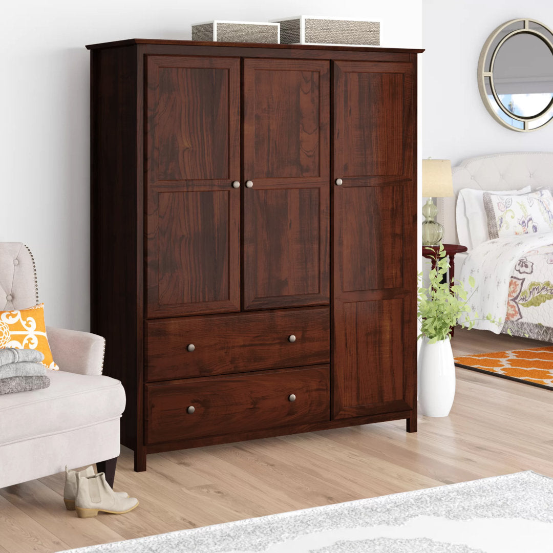 Shaker Wardrobe Armoire Grain Wood Furniture Color: Cherry