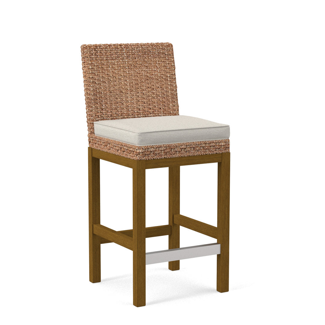 Seagrass Top Counter Stool Braxton Culler Leg Color: Havana Finish Body Fabric: Black Buffalo Check; 0120-81