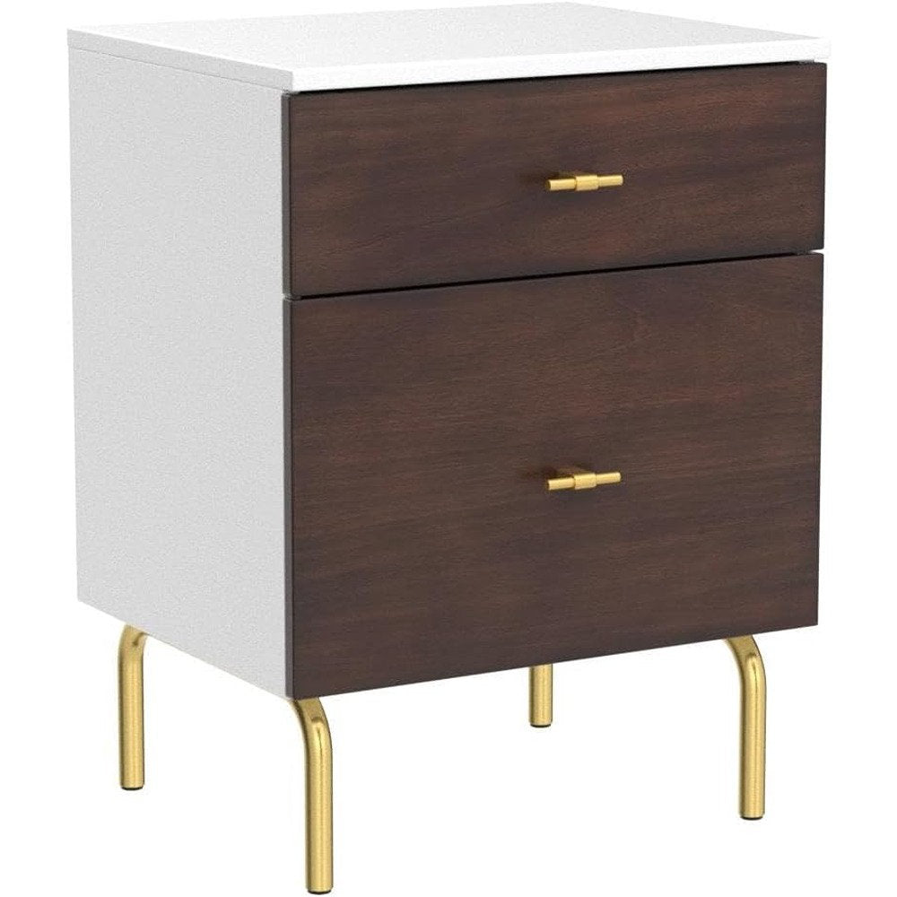 Linaris 2 - Drawer Nightstand Ivy Bronx Color: White/Gold