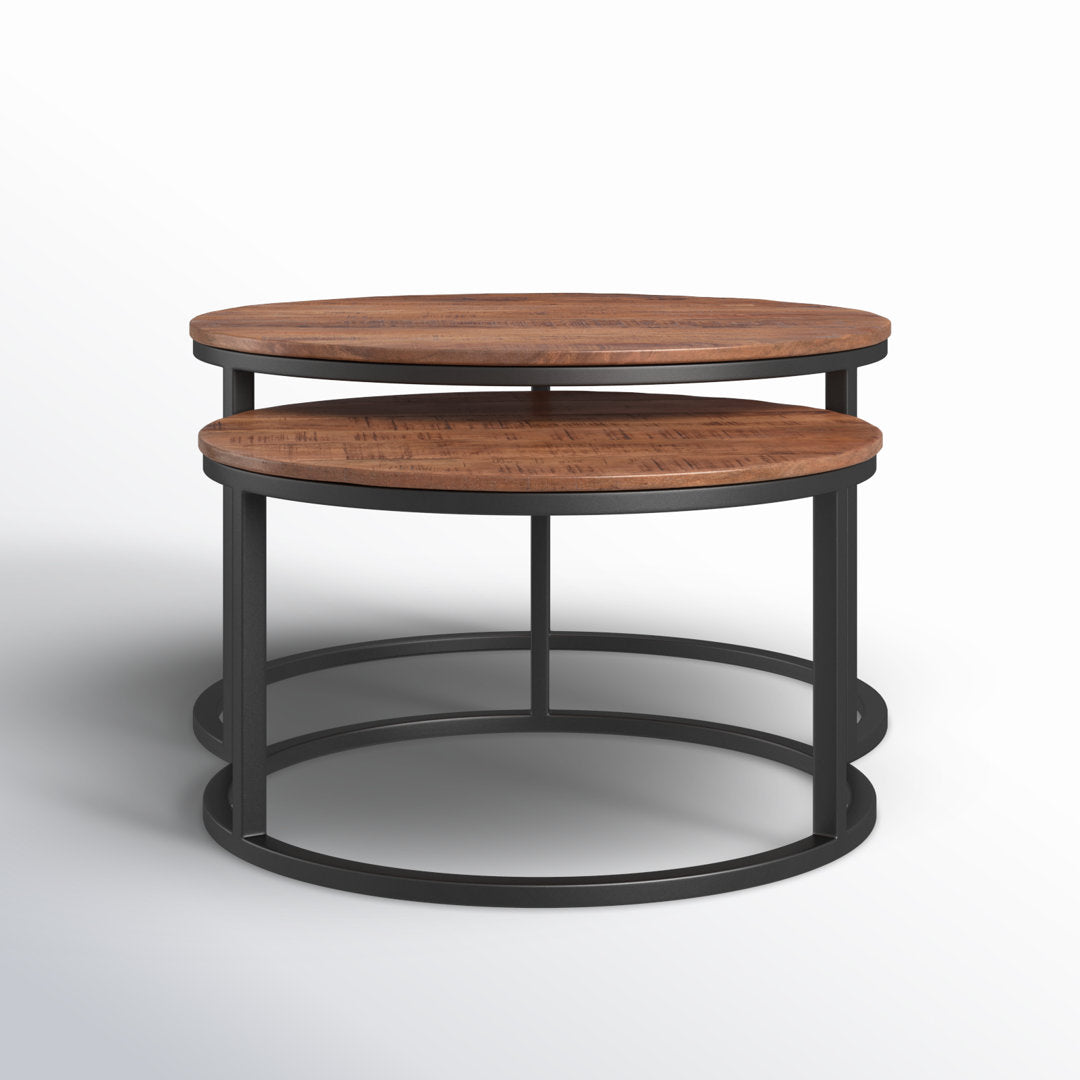 Jay 2 Piece Coffee Table Set Steelside™ Table Base Color: Black, Table Top Color: Brown