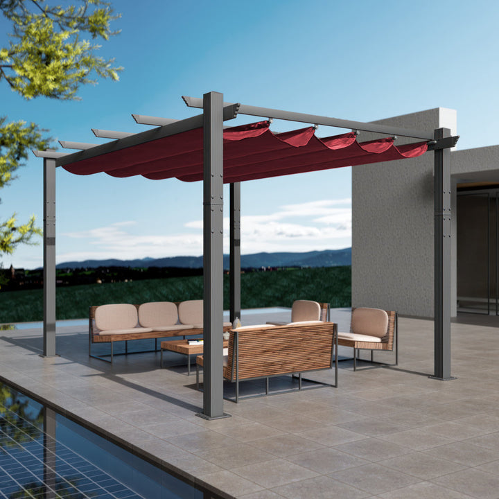 Atlantics Outdoor Retractable Pergola with Sun Shade Canopy 10' x 13' Kozyard Color: Burgundy