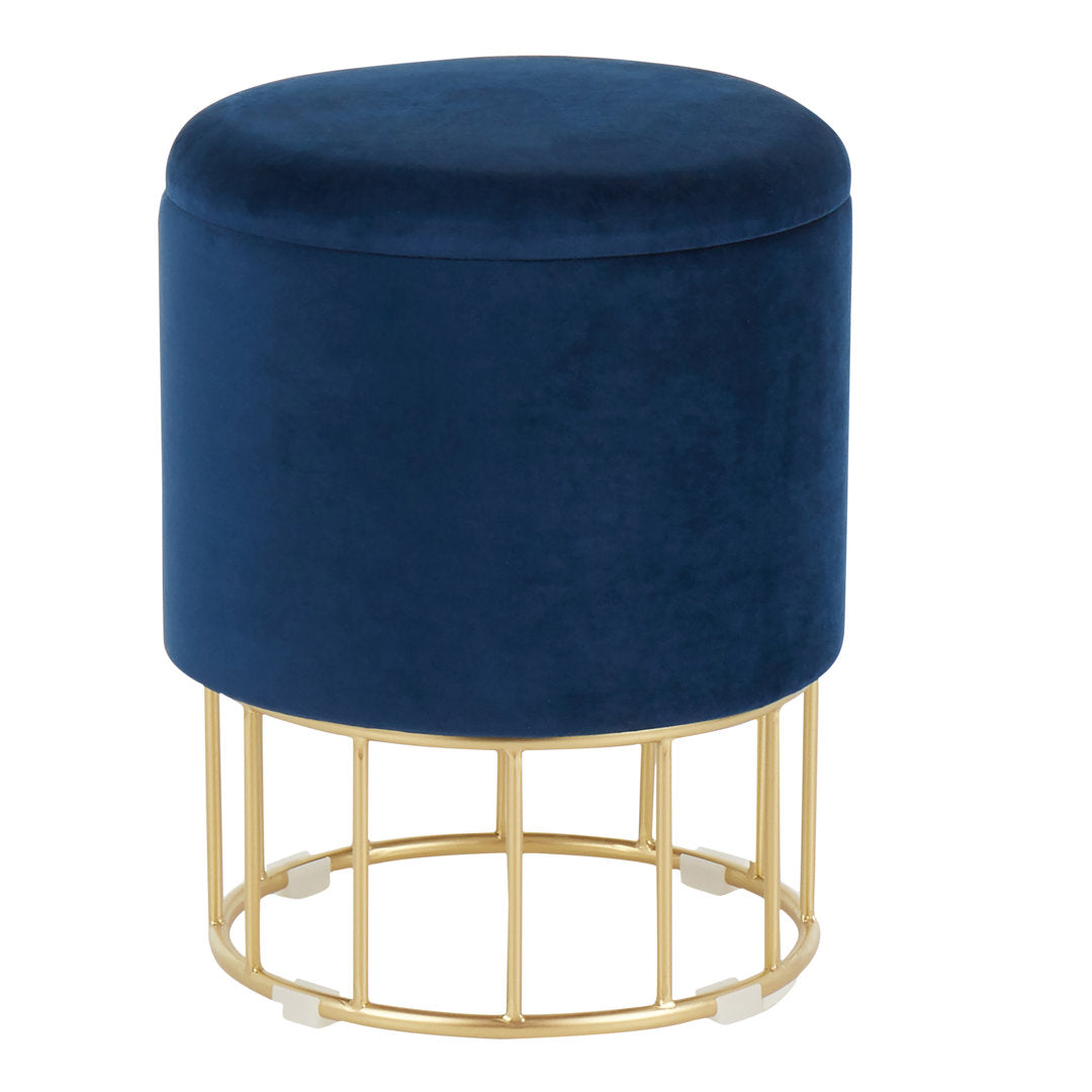 Aleena 13.5" Wide Velvet Round Storage Ottoman Etta Avenue™ Upholstery Color: Blue