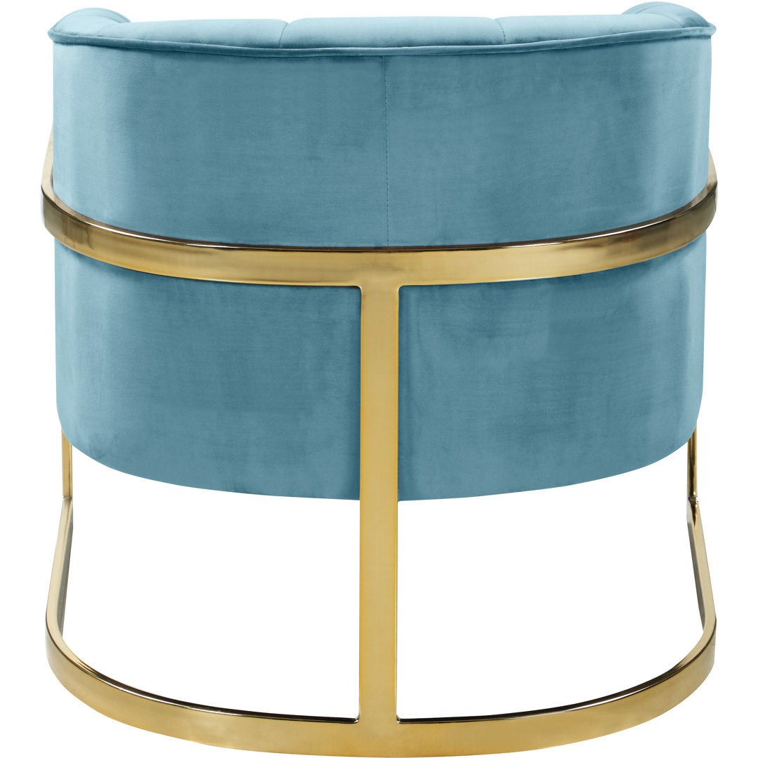 Barnicle 30" Wide Velvet Barrel Chair Everly Quinn Body Fabric: Aqua Velvet