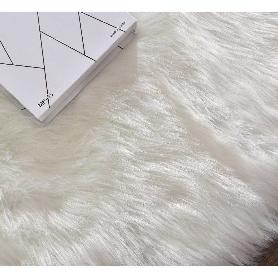 Mamduh Handmade Shag Faux Sheepskin White Rug Everly Quinn Rug Size: Runner 2' x 5'