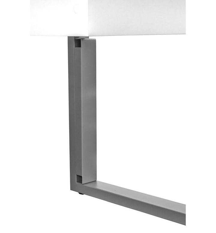 Maysey Desk with Built in Outlets Inbox Zero Color (Top/Frame): White/Silver Size: 28.7" H x 63" W x 32" D