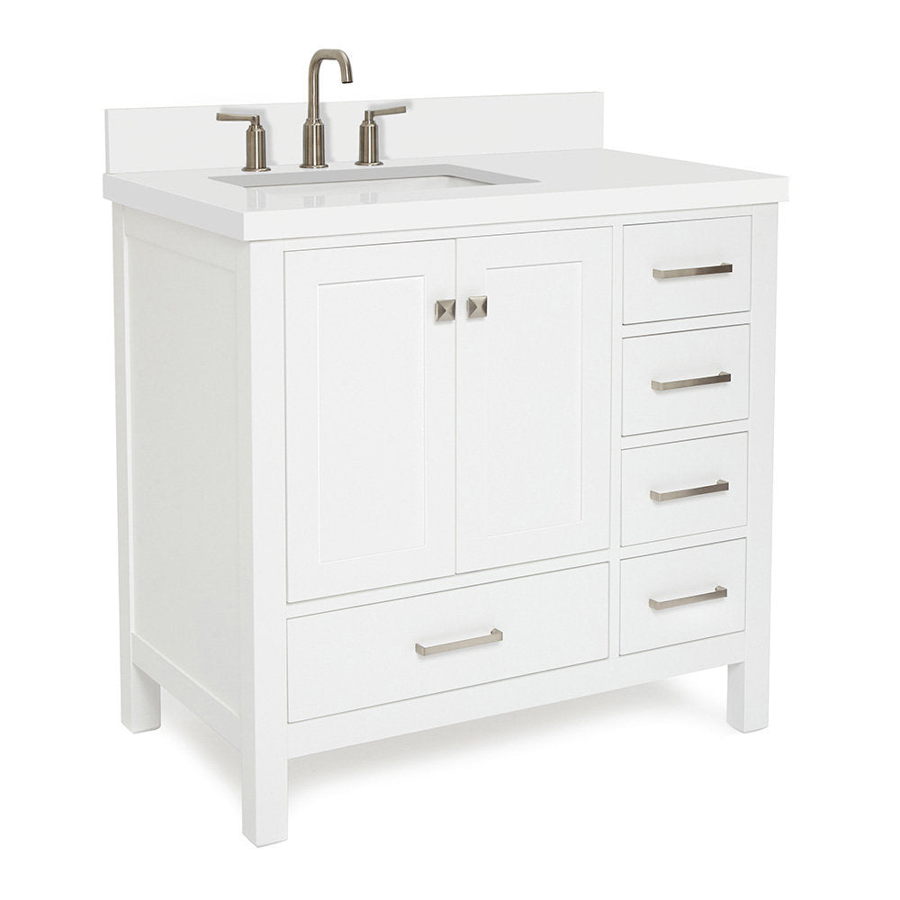 Amariani 37" Single Bathroom Vanity Set Latitude Run® Base Finish: White, Hardware Finish: Satin Nickel