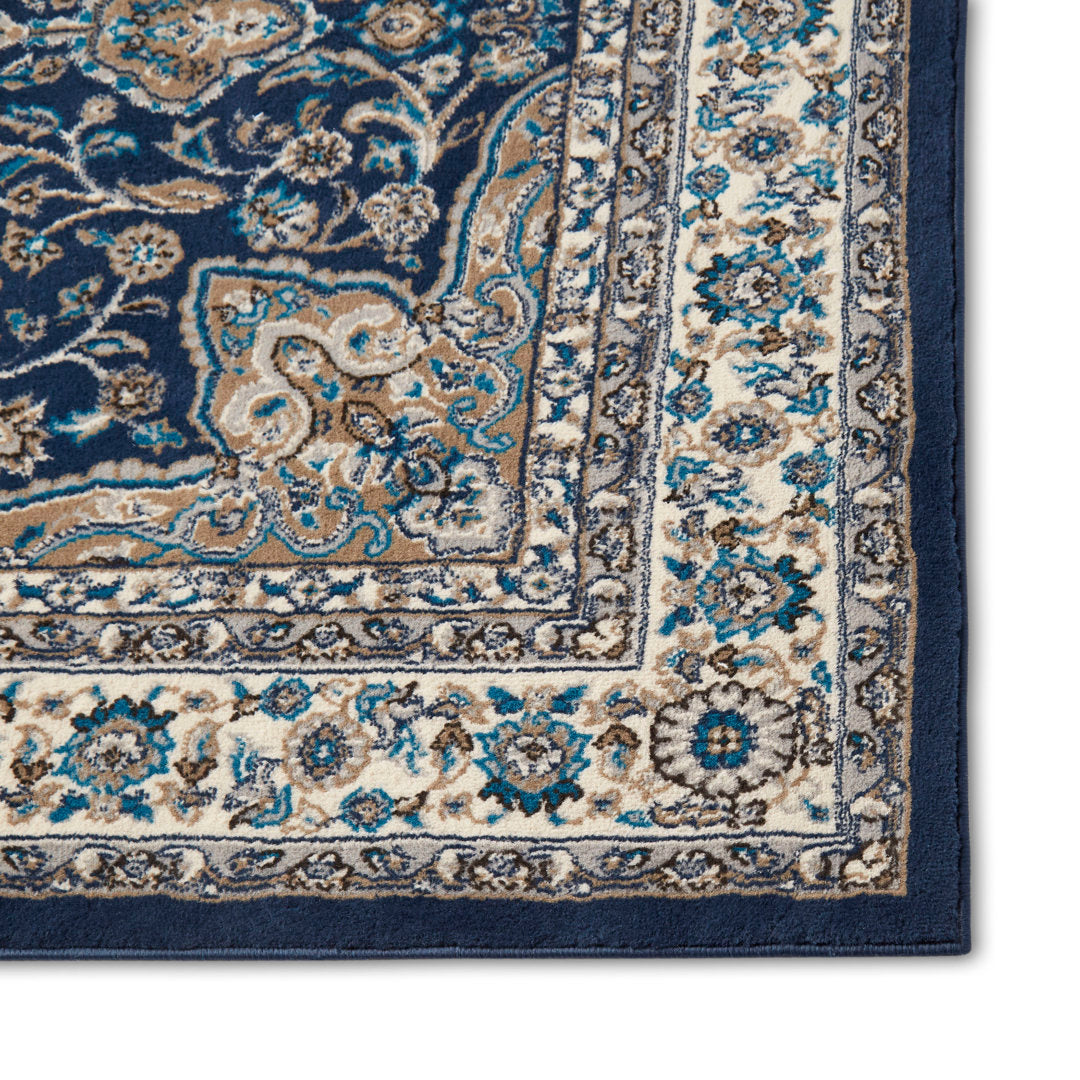 Mountview Oriental Area Rug in Navy/Ivory/Beige Andover Mills™ Rug Size: Round 5'2"
