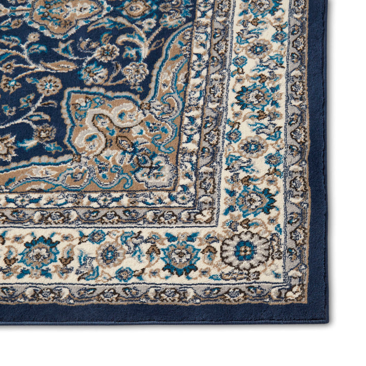 Mountview Oriental Area Rug in Navy/Ivory/Beige Andover Mills™ Rug Size: Round 5'2"