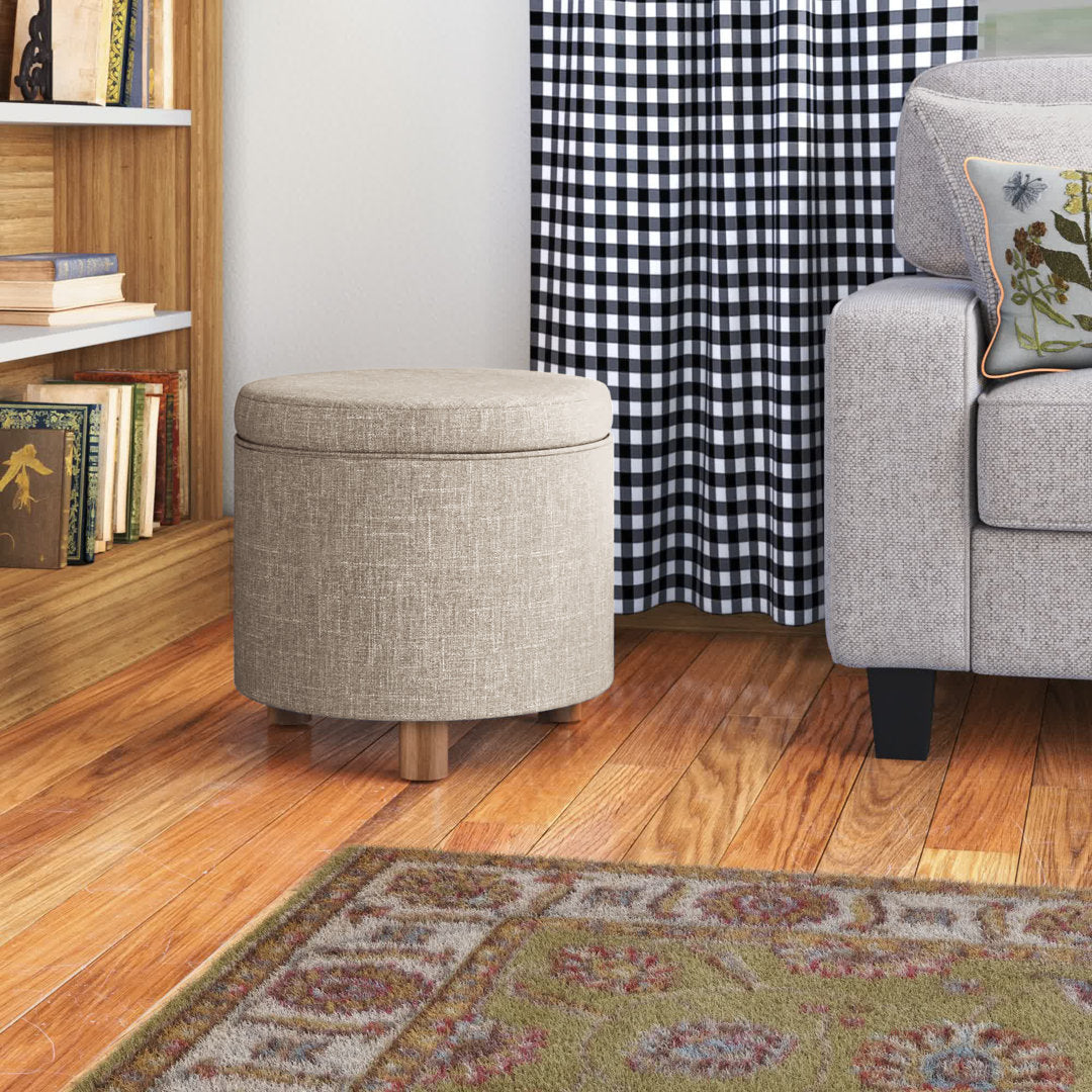 Amoret 19" Wide Round Storage Ottoman Andover Mills™ Upholstery Color: Light Brown