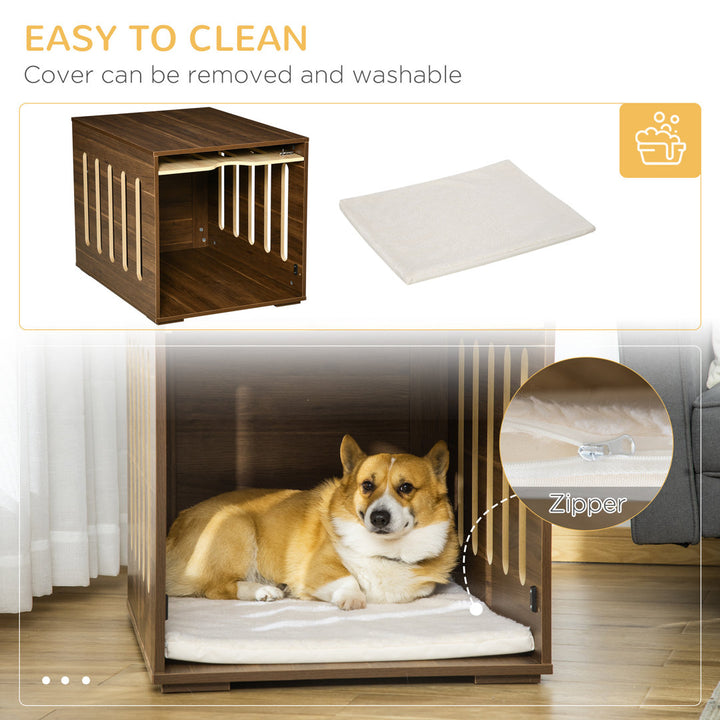 Monique Furniture Style Dog Crate End Table Decorative Puppy House With Soft Cushion, Side Holes, Removable Door Panel, Safety Lock, Indoor Use, For Small & Medium Dogs, Brown Archie & Oscar™