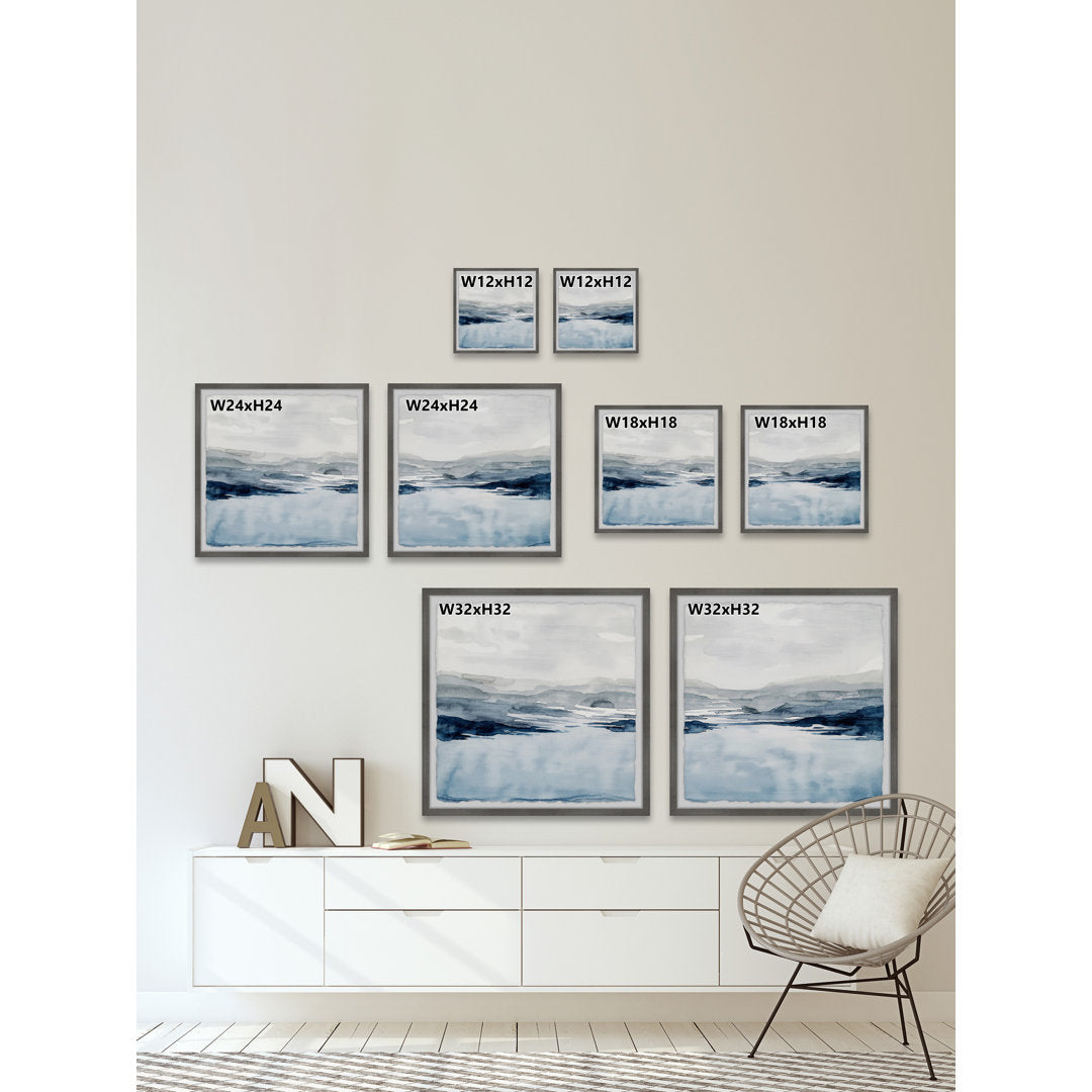 Faded Horizon III Diptych - 2 Piece Picture Frame Set Print on Paper Highland Dunes Size: 12" H x 24" W x 1.5" D