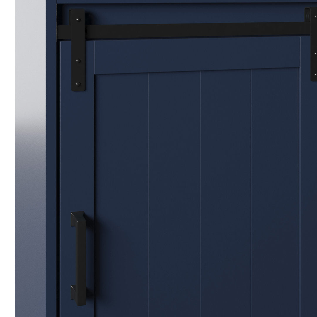 Braylen Sliding Barn Door 36" Single Bathroom Vanity Set Sand & Stable™ Base Finish: Insignia Blue