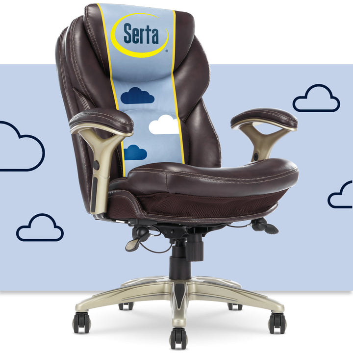 Serta Claremont Ergonomic Executive Office Chair with Back in Motion Technology and Lumbar Support Serta Upholstery Color: Chestnut