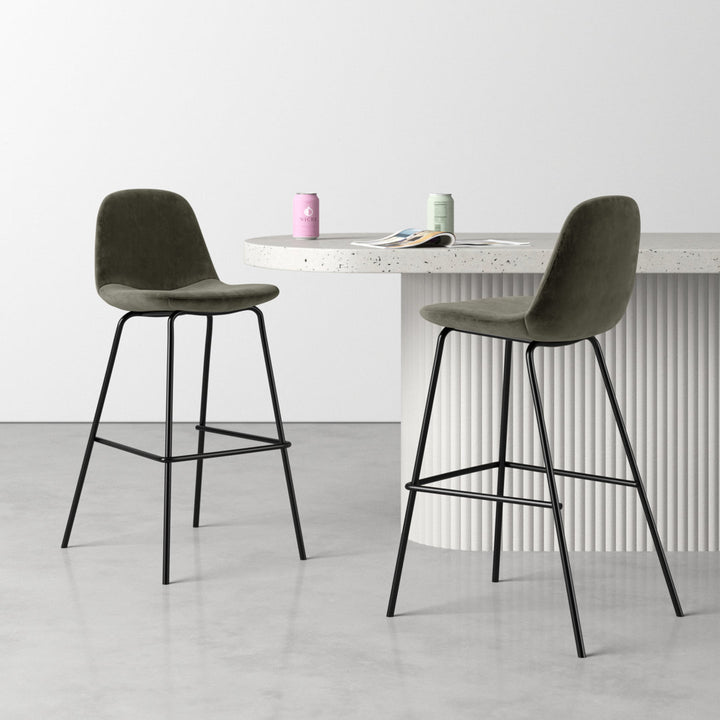 Kody Upholstered Bar & Counter Stool (Set of 2) AllModern Color: Bella Smoke Performance Velvet Seat Height: Counter Stool (23.5" Seat Height)