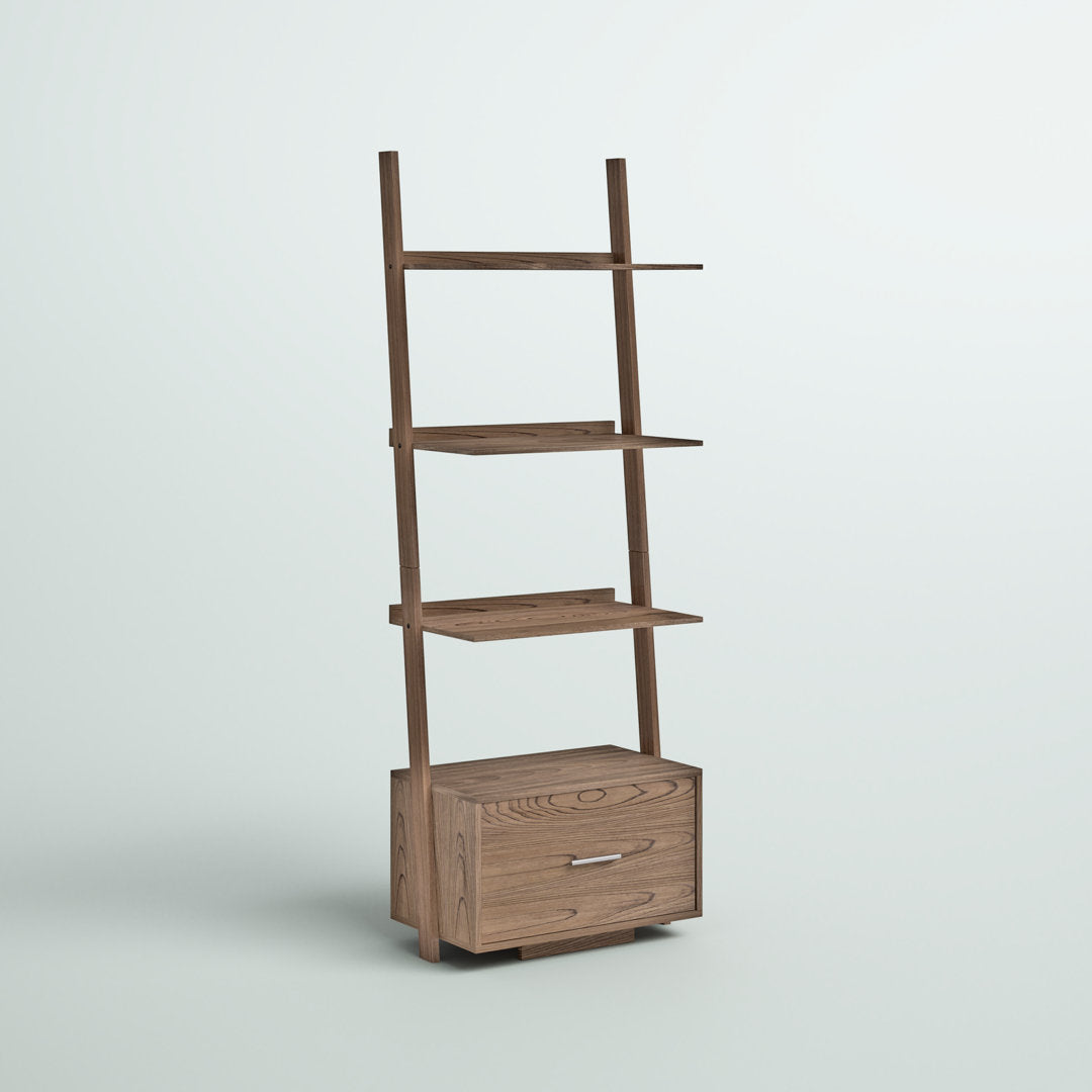 69'' H x 24.75'' W Solid Wood Ladder Bookcase Ebern Designs Color: Driftwood