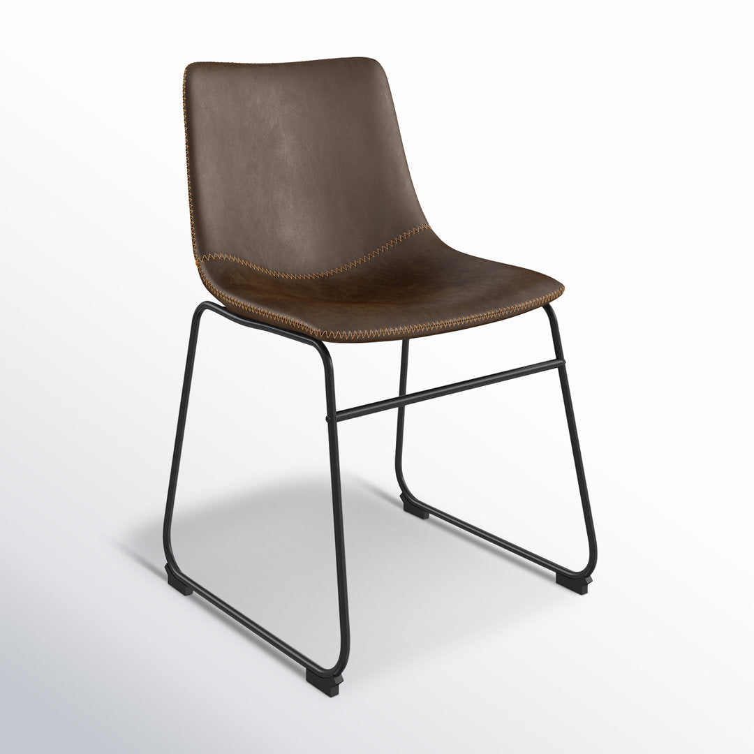 Nia Vegan Leather Side Chair (Set of 2) AllModern Upholstery Color: Brown, Frame Color: Black