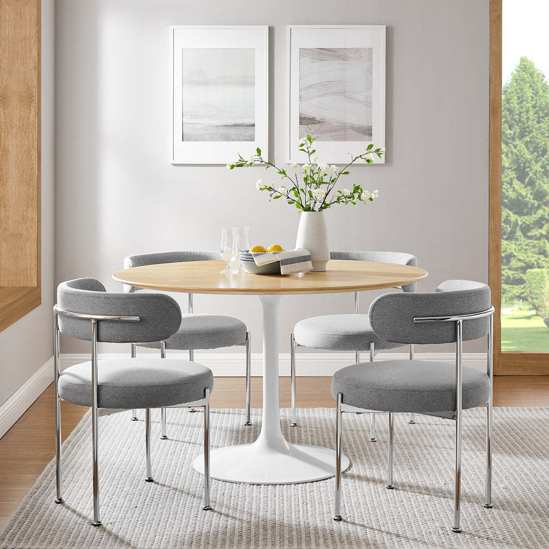 Silver Orchid Fein Oval Dining Table Wade Logan® Base Color: White, Top Color: Natural Size: 48" W x 48" L