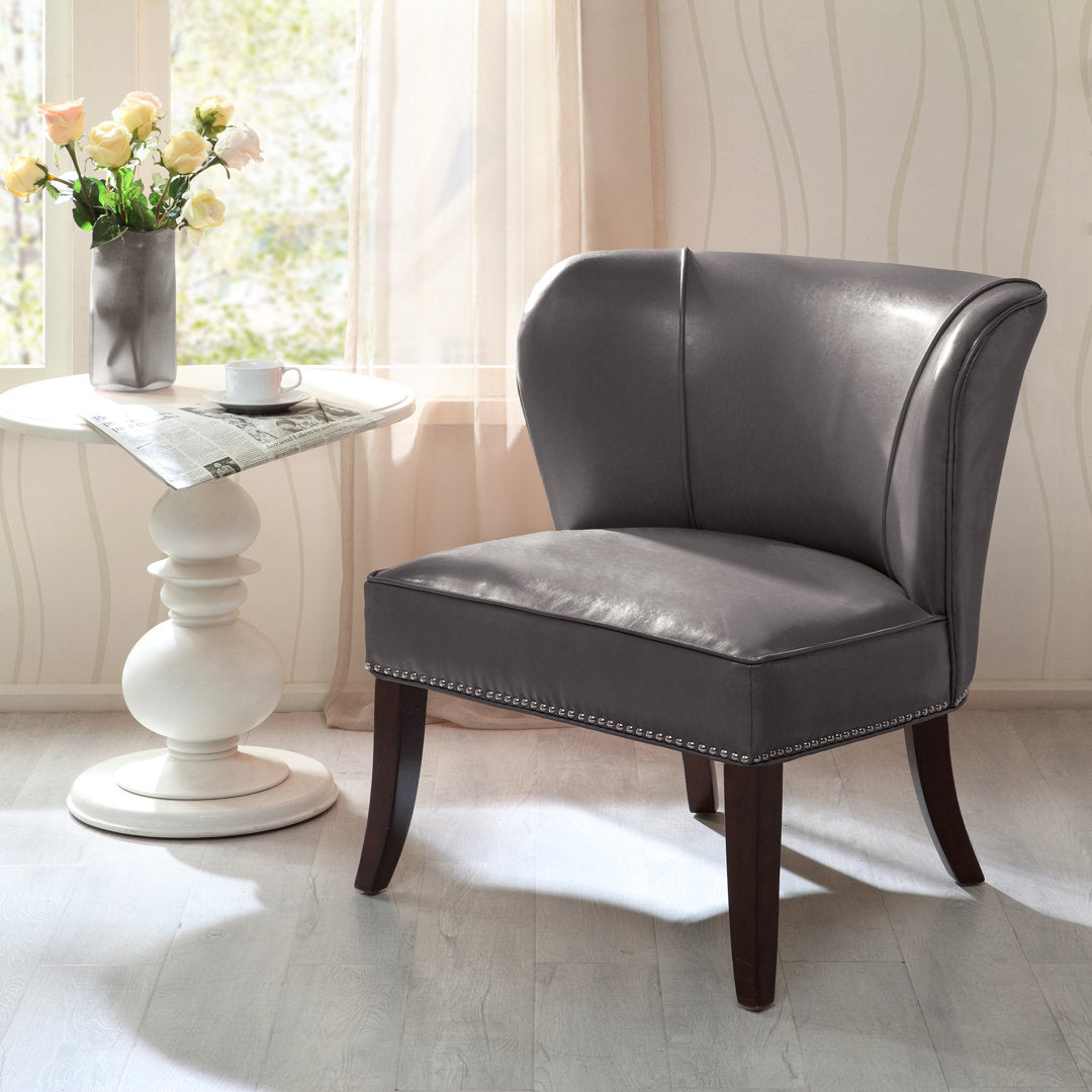 Beesley Faux Leather Armless Accent Chair Andover Mills™ Leather Type: Gray Faux Leather