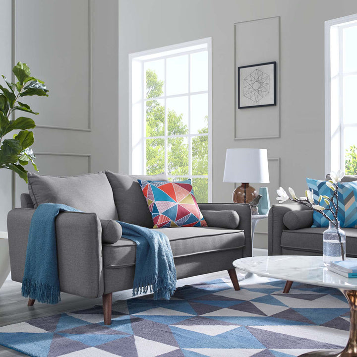 Modway Revive Upholstered Fabric Loveseat Modway Upholstery Color: Light Grey Velvet
