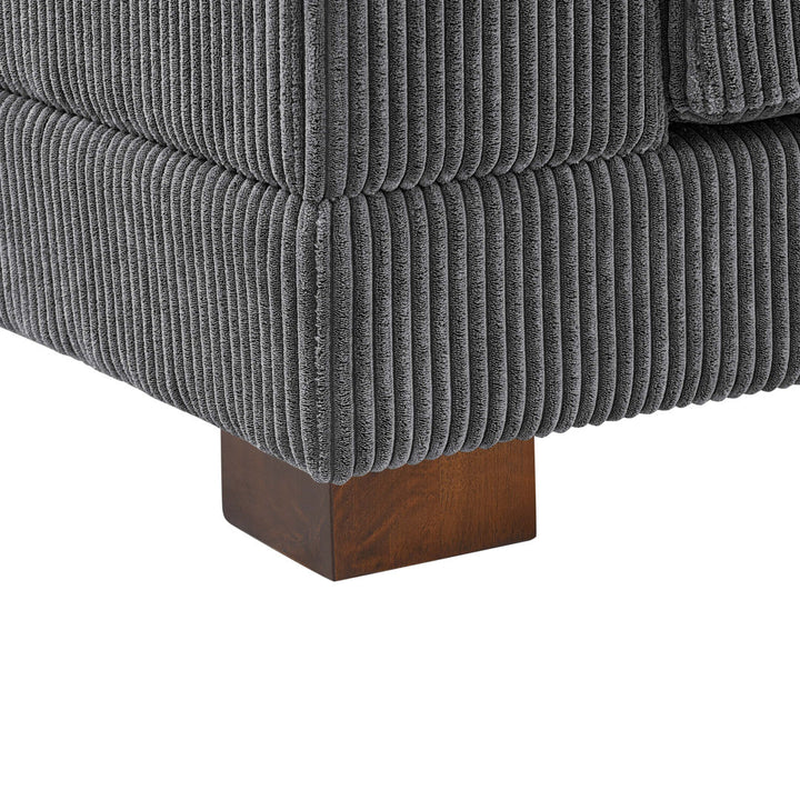 Andreco 144" Wide Reversible Modular Corner Sectional with Ottoman Wade Logan® Body Fabric: Gray Corduroy