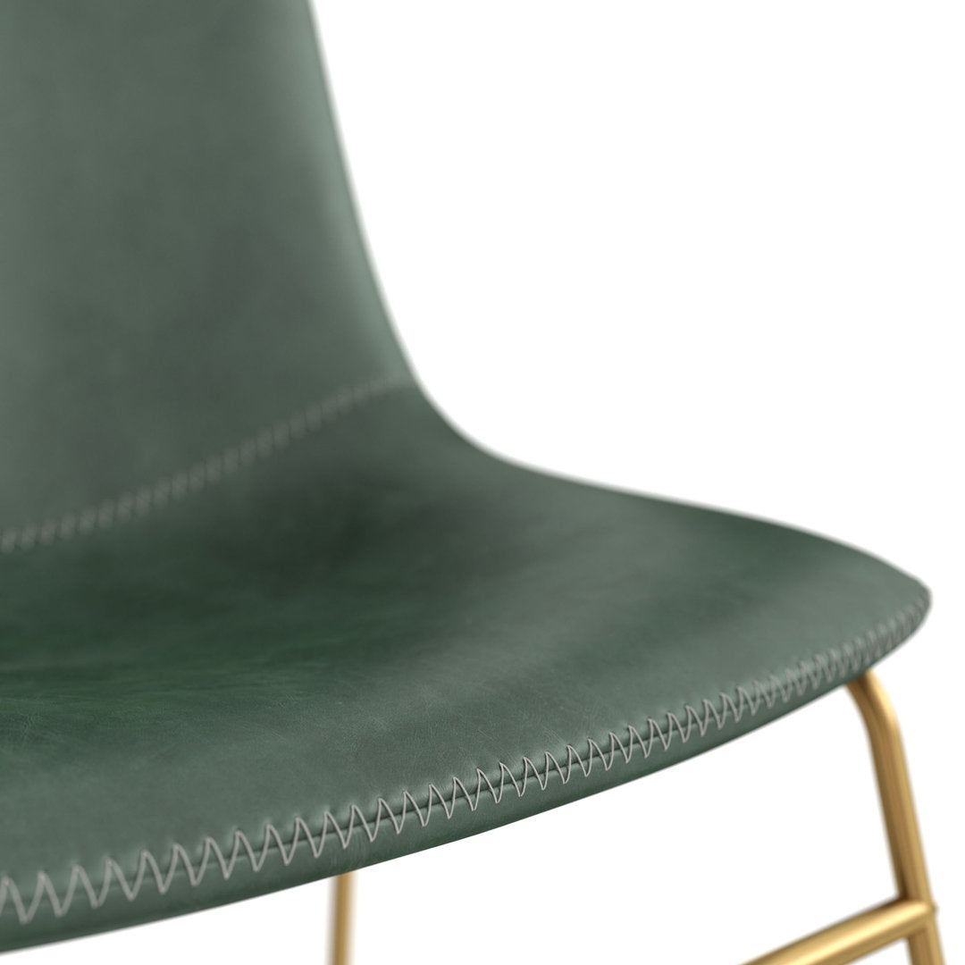 Nia Vegan Leather Side Chair (Set of 2) AllModern Frame Color: Gold, Upholstery Color: Green