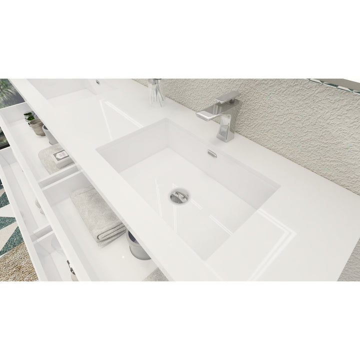 Aylanna 72" Wall-Mounted Double Bathroom Vanity Set Wade Logan® Base Finish: Hight Gloss White