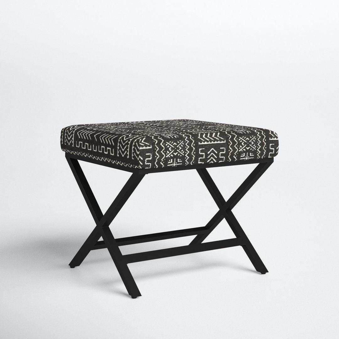 Priscilla 20" Wide Square Standard Ottoman Joss & Main Body Fabric: Geometric Eclectic Black/White
