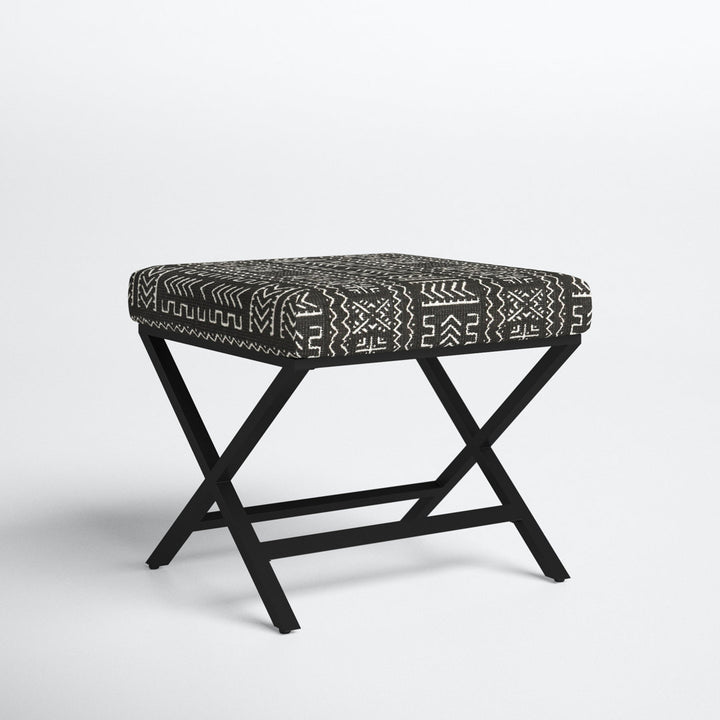 Priscilla 20" Wide Square Standard Ottoman Joss & Main Body Fabric: Geometric Eclectic Black/White