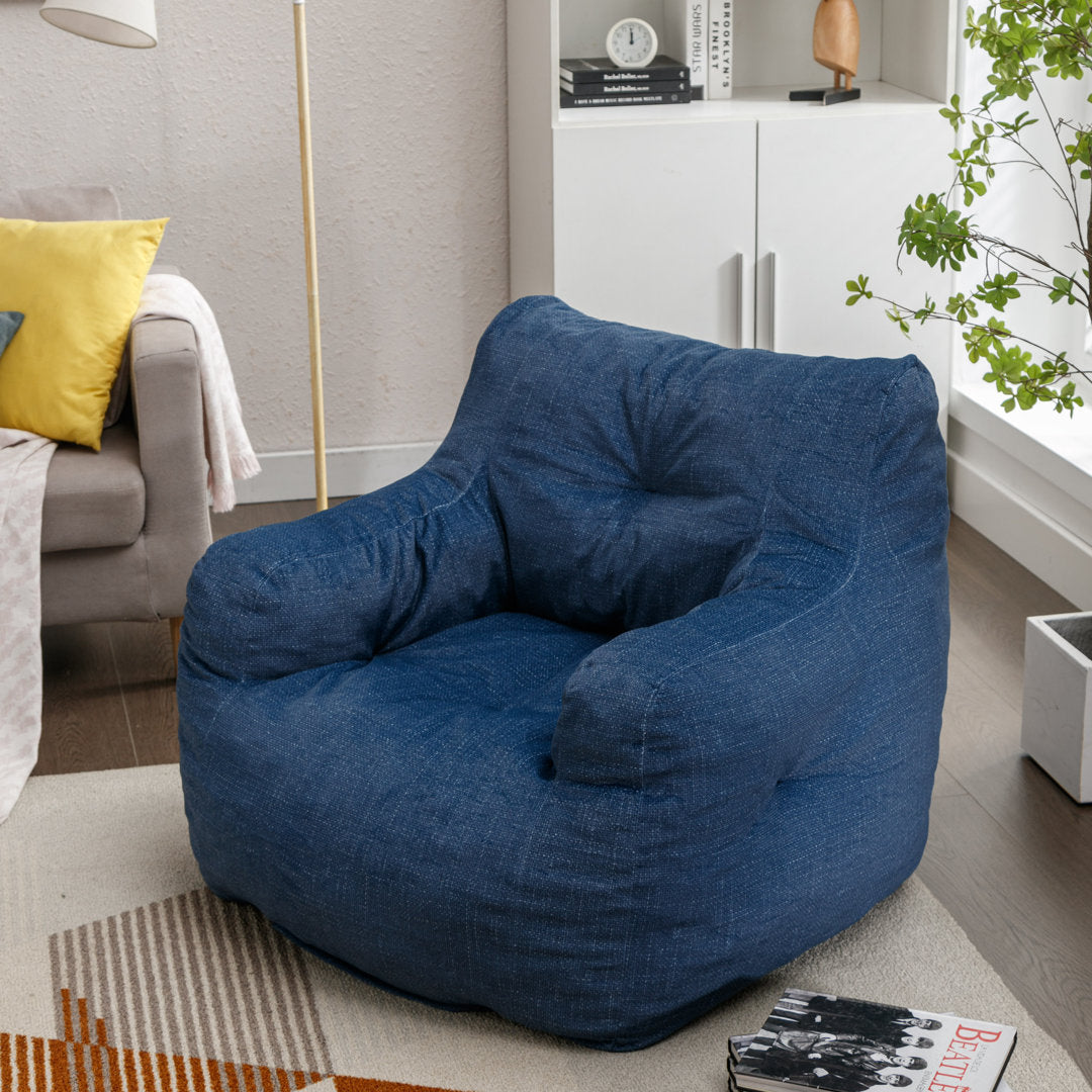 Medium Bean Bag Chair Viv + Rae™ Body Fabric: Blue Linen