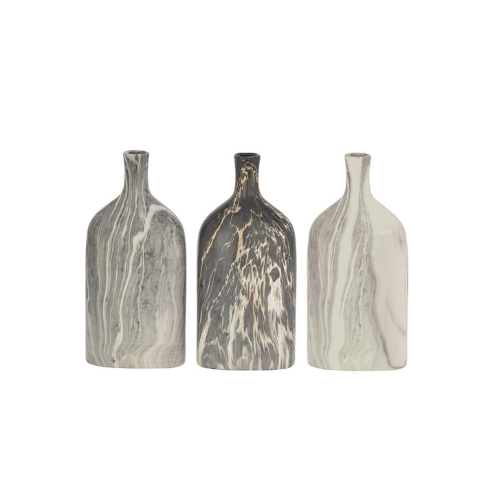 Carllene Black/White/Gray Ceramic Table Vase Set (Set of 3) Brayden Studio®