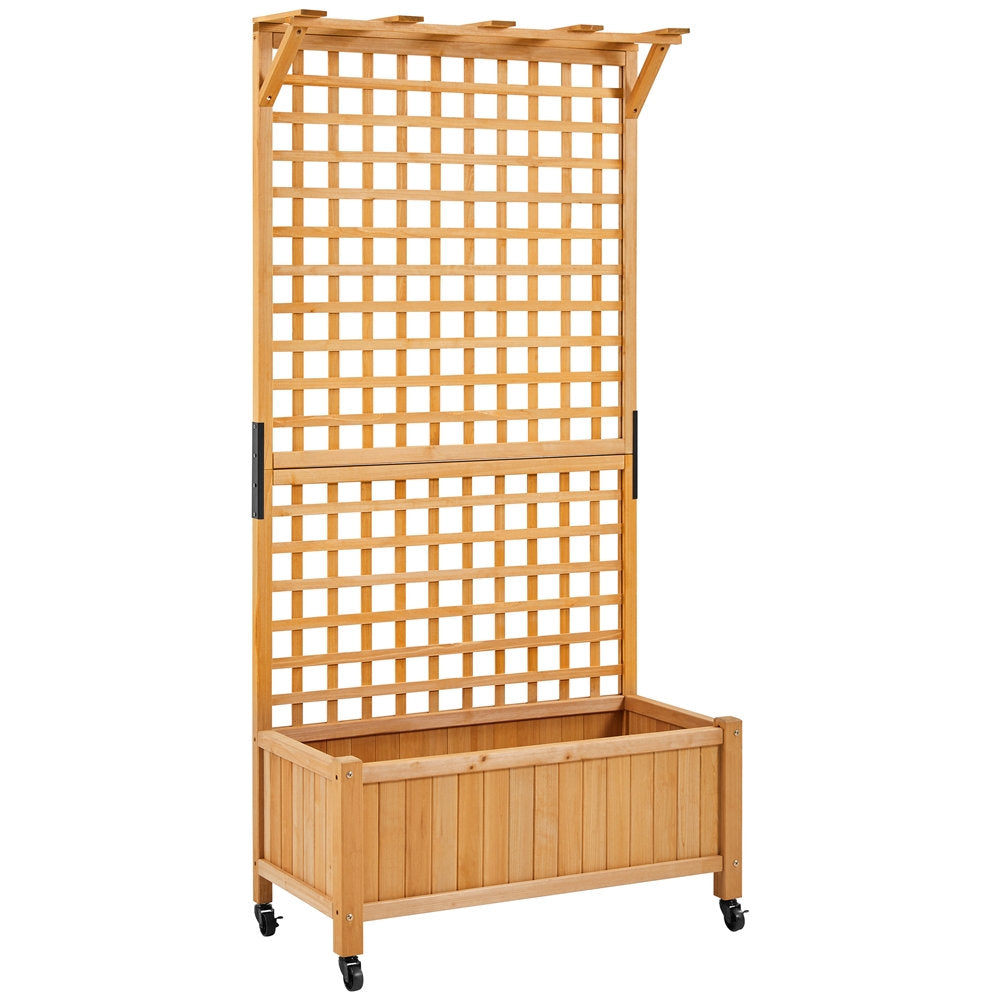 Handmade 72″ H × 35.5″ W Wood Planter Box with Trellis Arlmont & Co. Color: Light Brown