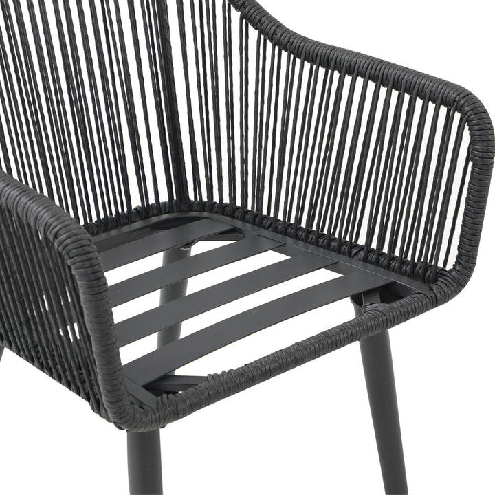 Cassil Patio Dining Armchair with Cushion (Set of 2) Wade Logan® Frame Color/Cushion Color: Black Frame/Light Gray Cushion