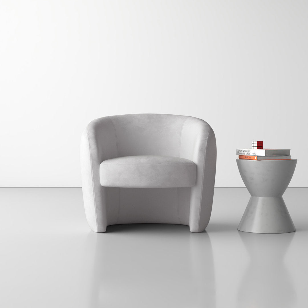 Kearney Upholstered Barrel Chair AllModern Fabric: Stax Light Grey Performance Velvet